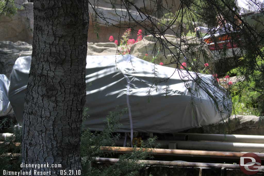 The new sled for the Matterhorn is still on the tracks, underwraps.