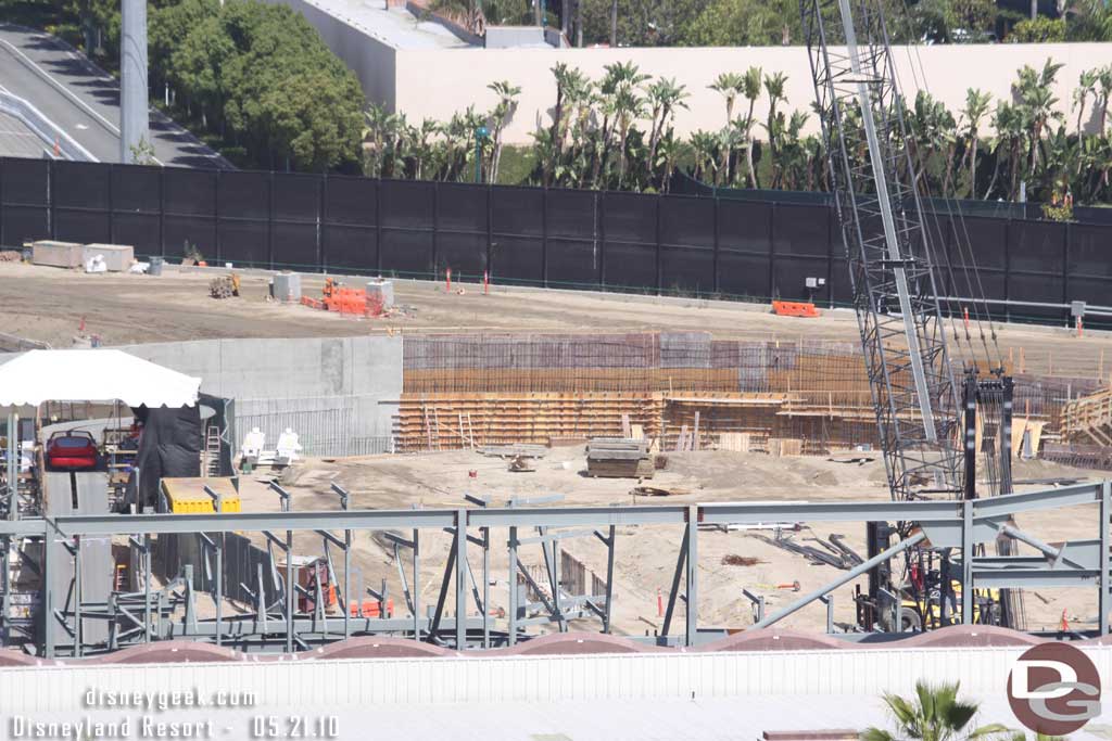 The forms and rebar are going up for more of the track foundation.