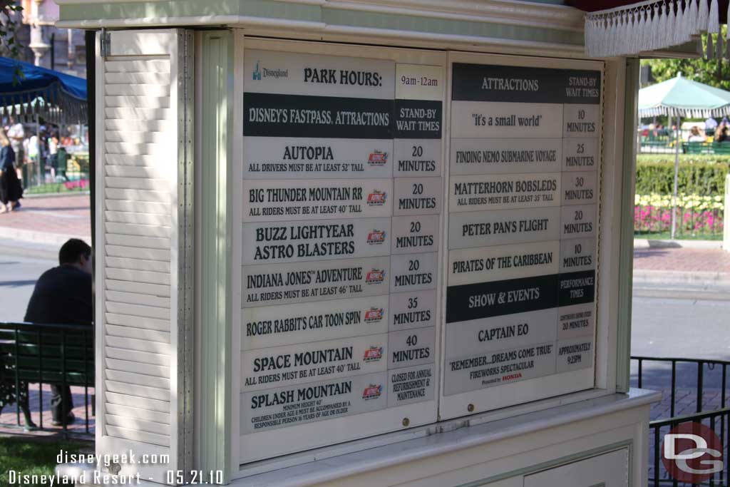 The wait times around 4:45pm