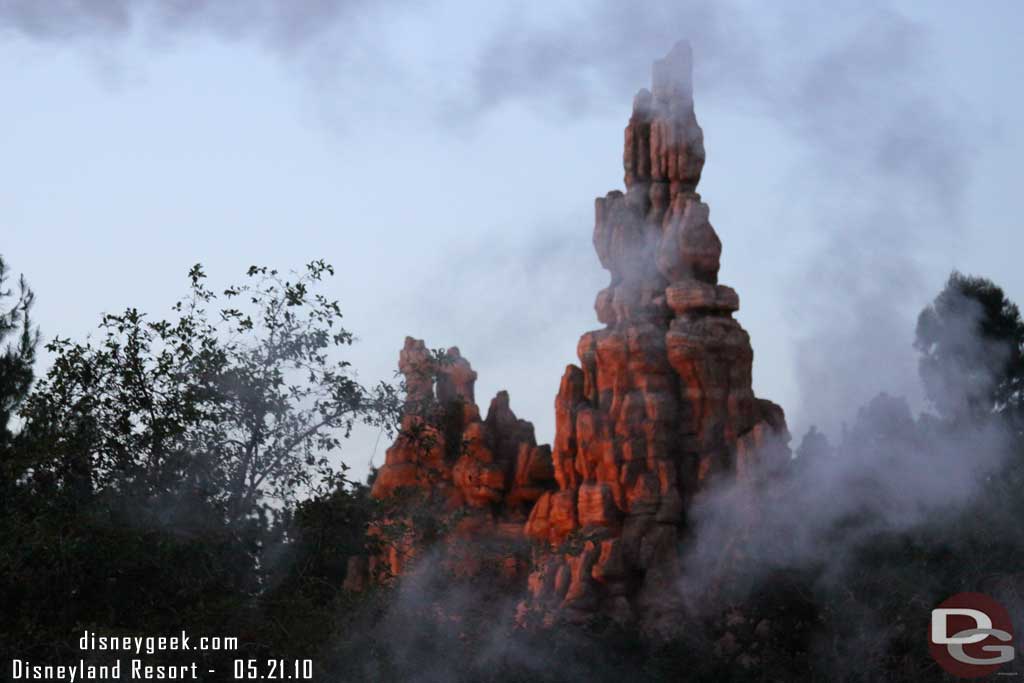 Time for a twilight cruise on the Mark Twain.  Thought this was interesting with the steam in front of Big Thunder.