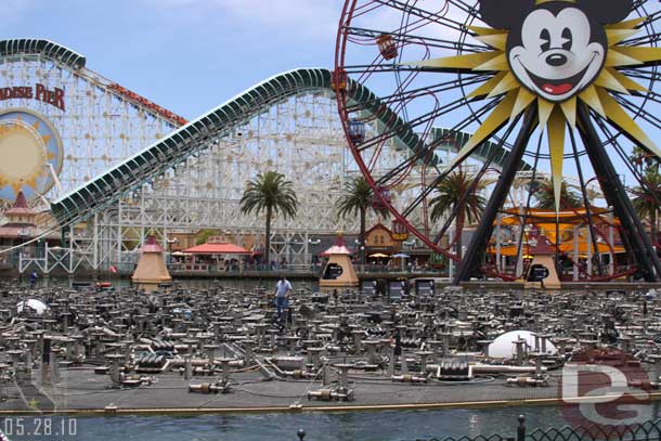 The platform looks the same, a handful of workers tweaking fountains.