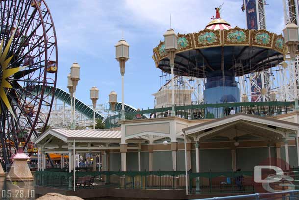 There are benches around the walkway under the swings.