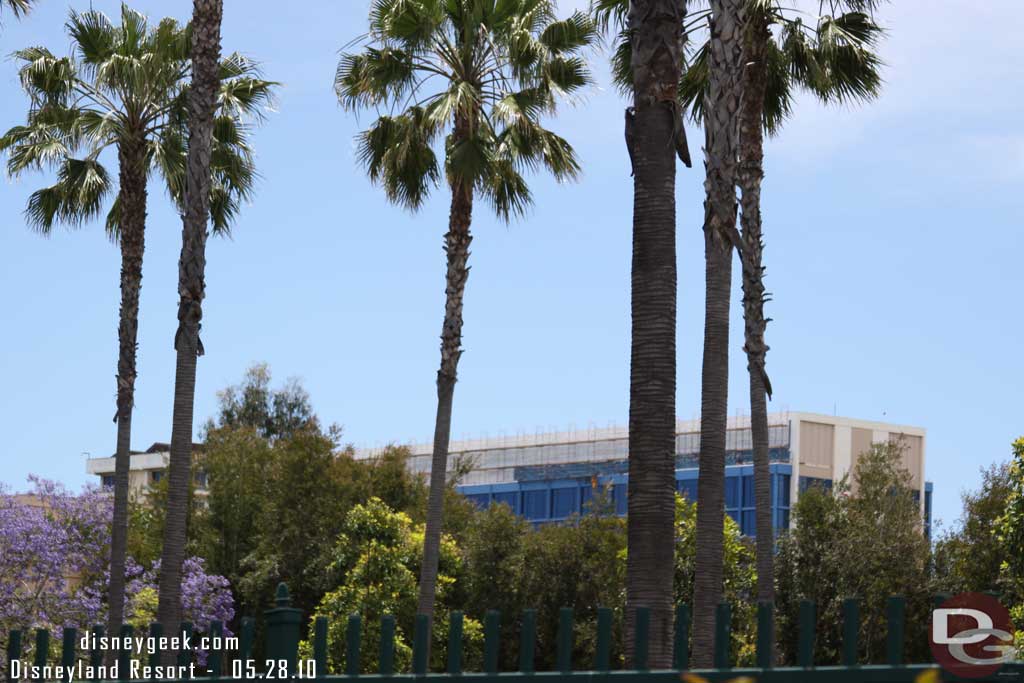 They are working on the top of the Disneyland Hotel.