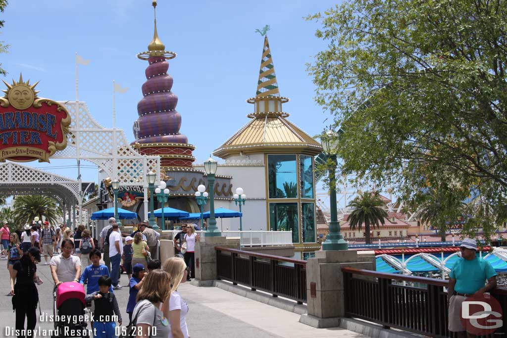 The signs for World of Color that were up along the bridge are now gone.