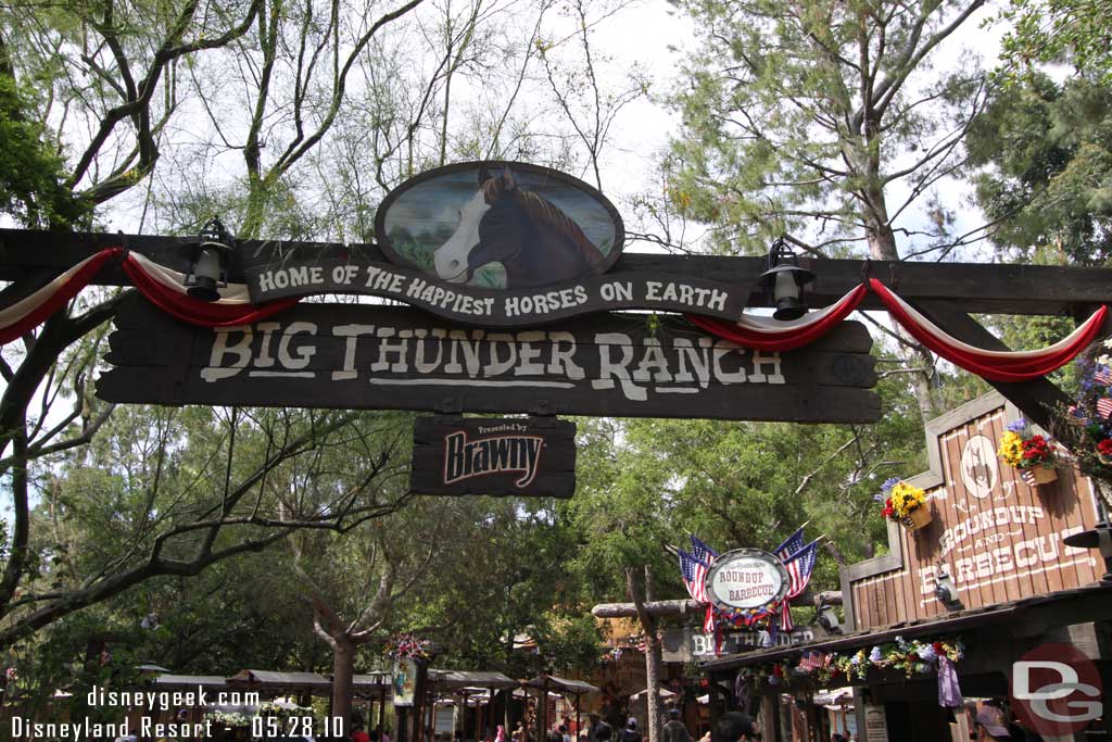 Swung through the BBQ area which is decked out for an All American BBQ for the summer