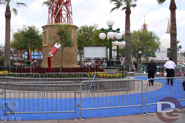 A blue carpet set up for the Premiere later this evening.