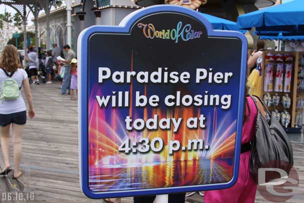 Due to the premiere everything was closing early.  The park closed at 5pm