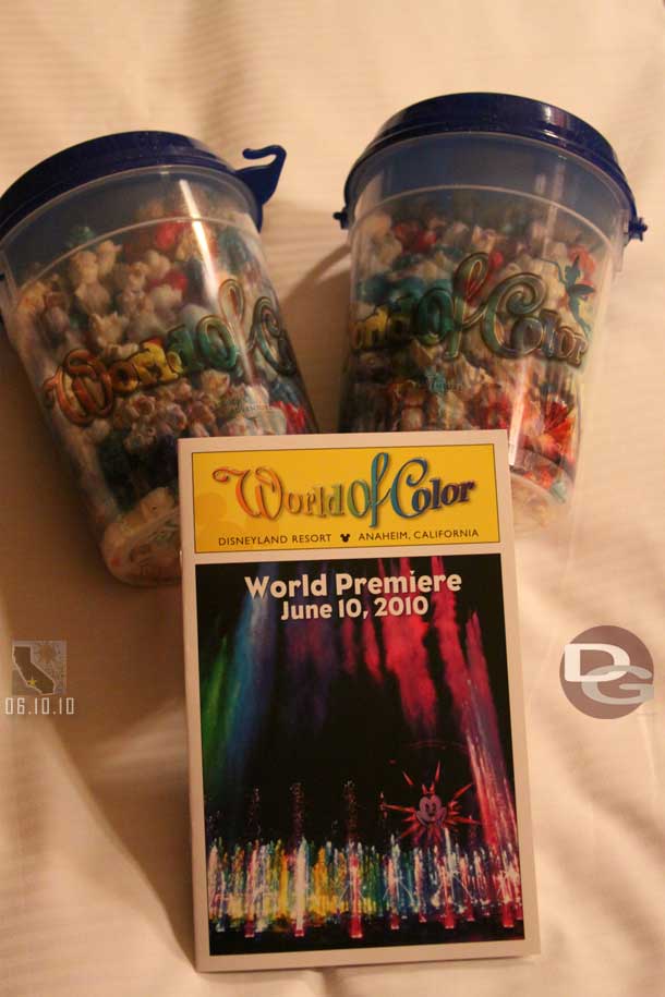A shot of the program and some of the flavored popcorn.