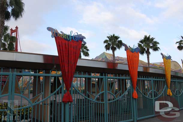 Banners at the entrance.