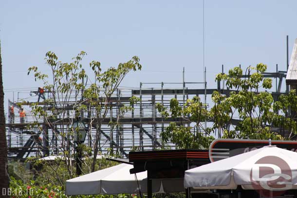 Over at Cars Land scaffolding is going up