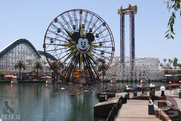 The center section was at show level and the other two platforms submerged in Paradise Bay