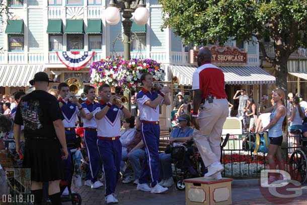 Back to Town Square for the Flag Retreat.  The College Band has taken over for the Disneyland Band for the summer.