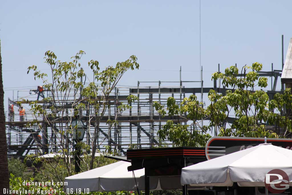 Over at Cars Land scaffolding is going up