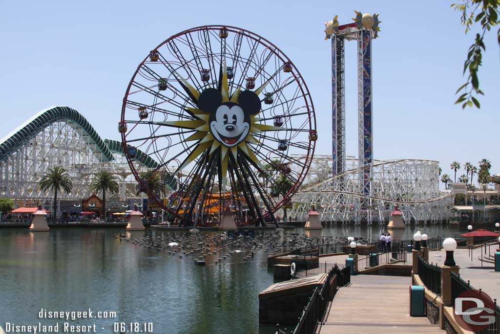 The center section was at show level and the other two platforms submerged in Paradise Bay