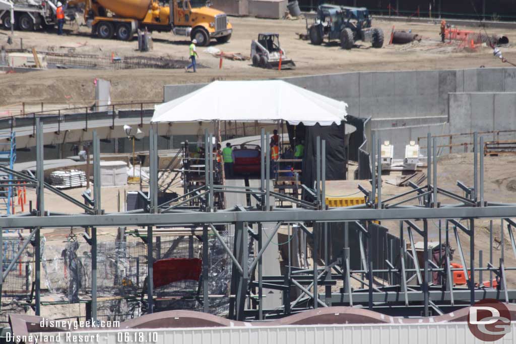 They were working on the car, but we saw no test runs in our trip around the Fun Wheel