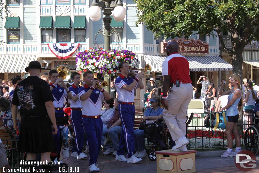 Back to Town Square for the Flag Retreat.  The College Band has taken over for the Disneyland Band for the summer.