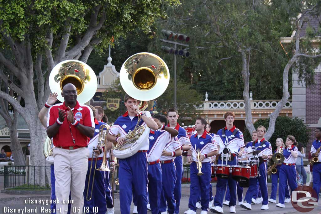 Time for the last set of the night for the College Band, 7:15 in front of the train station