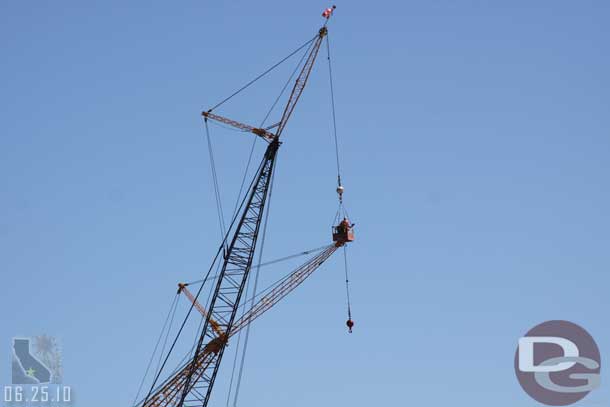 They moved in and worked on the other crane, looked to be working on the flag.