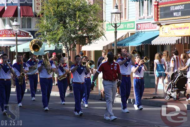 The College Band heading to the Flag Retreat