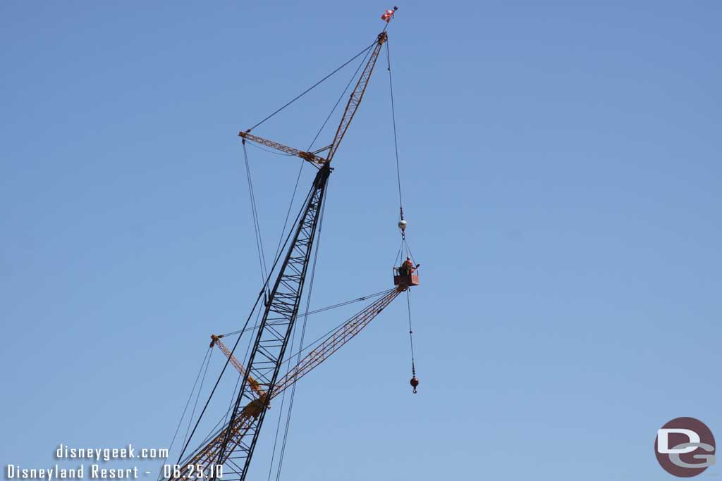 They moved in and worked on the other crane, looked to be working on the flag.