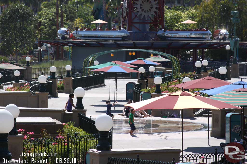 The fountain in Paradise Park was running Friday.