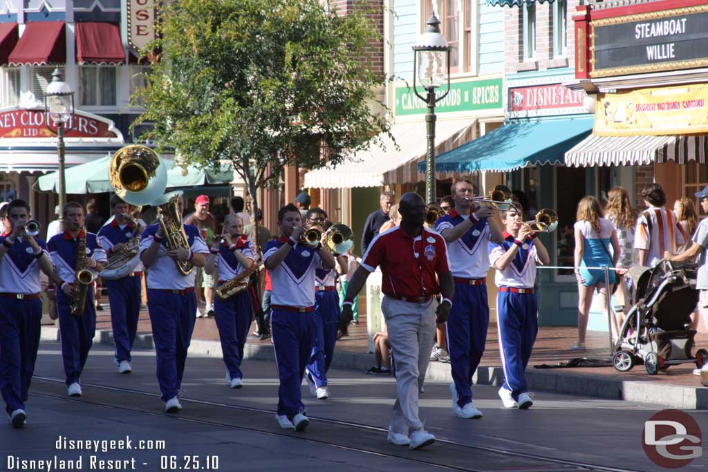 The College Band heading to the Flag Retreat