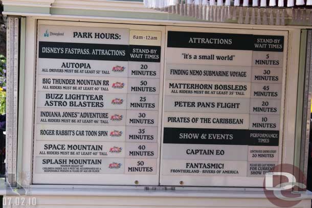 The wait times around 2:10pm