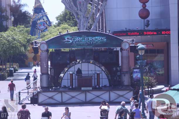 A stage set up to promote the Sorcerers Apprentice in Downtown Disney