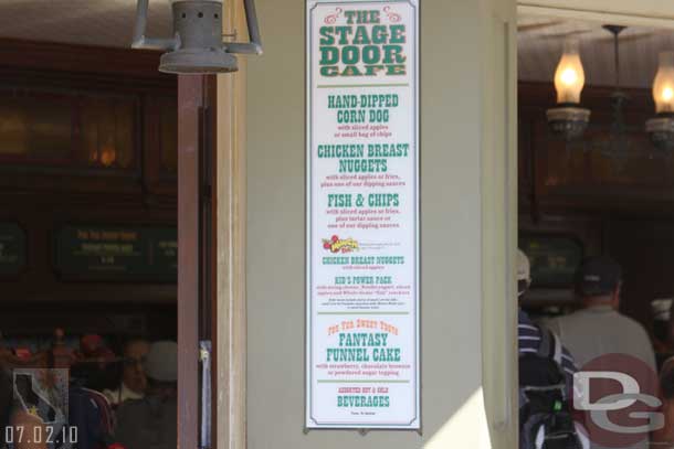 Noticed they still have corn dogs at the Stage Door.