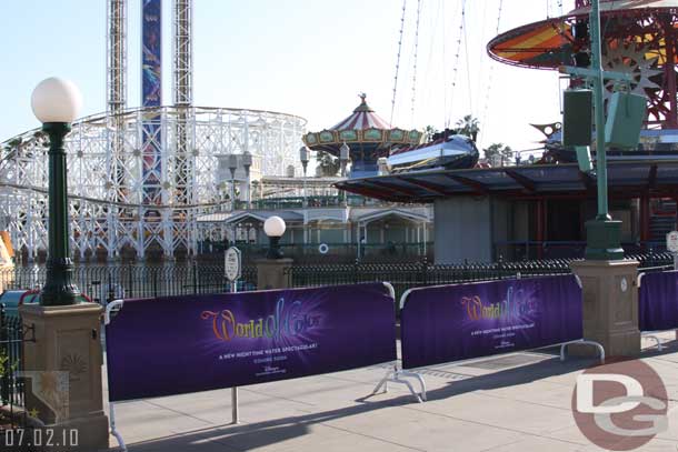 The park was blocked off and being prepared for World of Color