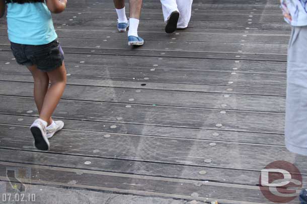 Noticed the bridge into Adventureland had some marks on it from some vehicle or something.