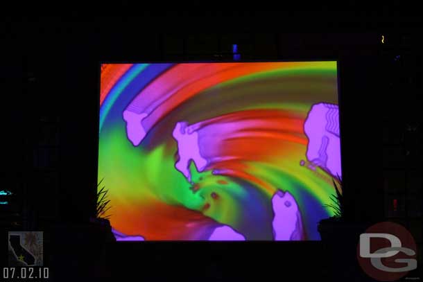 The screen near the restrooms was working.