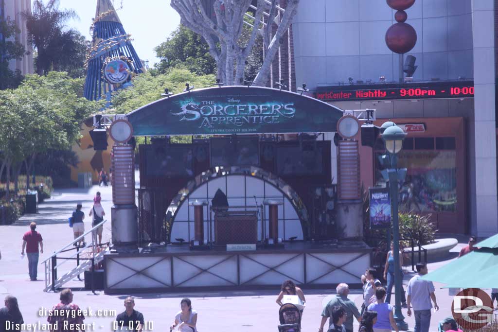 A stage set up to promote the Sorcerers Apprentice in Downtown Disney