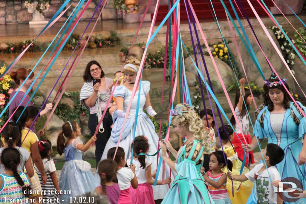 They come down off the stage to dance/interact with the guests for one song