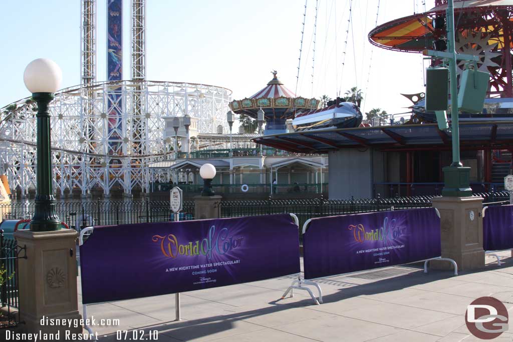 The park was blocked off and being prepared for World of Color