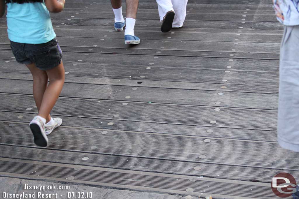 Noticed the bridge into Adventureland had some marks on it from some vehicle or something.