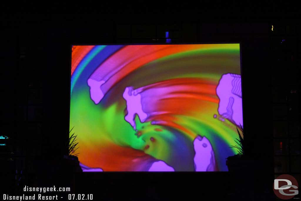 The screen near the restrooms was working.
