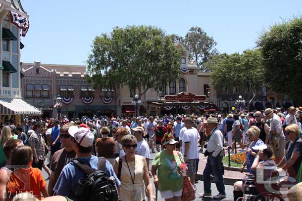 The crowd leaving the area.