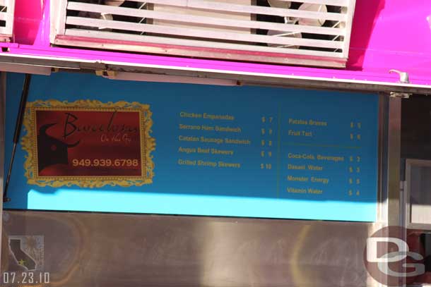 The menu for the new food truck in the Sunshine Plaza that is part of Glow Fest.