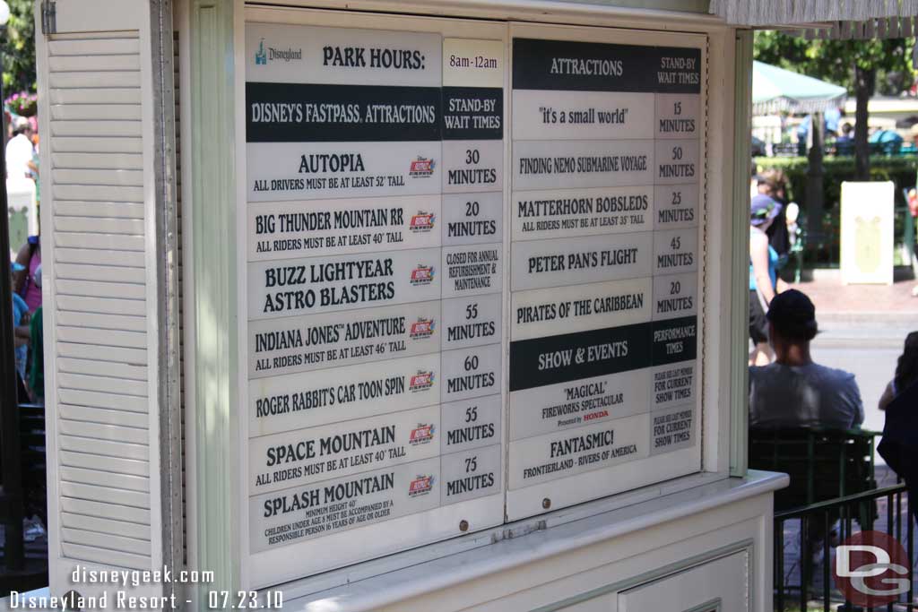 The wait times around 2:50pm