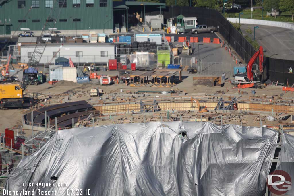 Some visible progress in the back, track is being installed for the Radiator Springs Racers