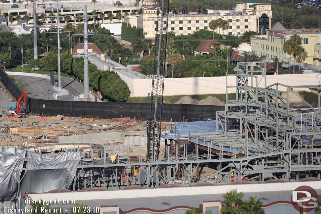 More steel going up for the rock work on the show building.  No vertical progress on the far side though.