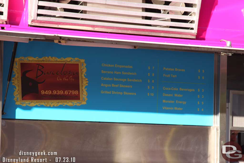 The menu for the new food truck in the Sunshine Plaza that is part of Glow Fest.