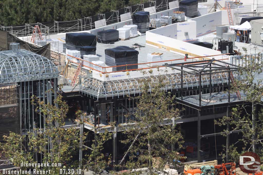 Over to the Little Mermaid building where the roof is moving along.