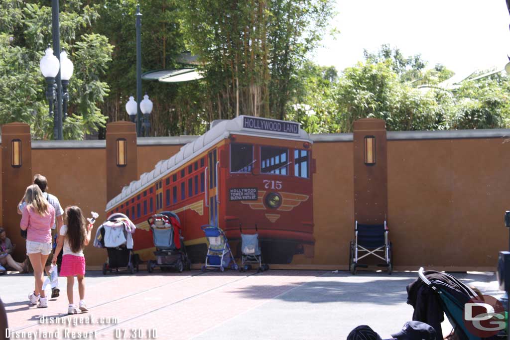 You can see the light poles in the background.  I would think this new permanent walkway will be opening very soon.