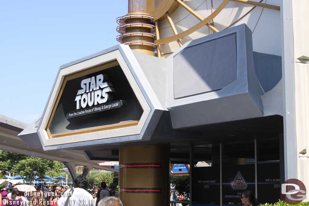 Star Tours closed earlier this week.  They put up a black curtain and banner saying relaunching in 2011, other than that nothing is visible from outside.