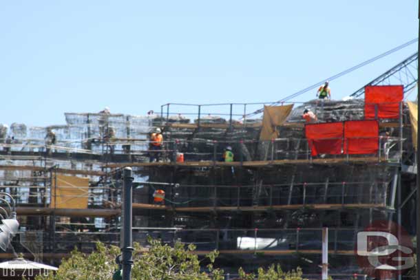 Random shot of Cars Land work (out of focus) but you see not too much visible change here.