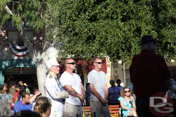 No platform for the band director during the Flag Retreat.