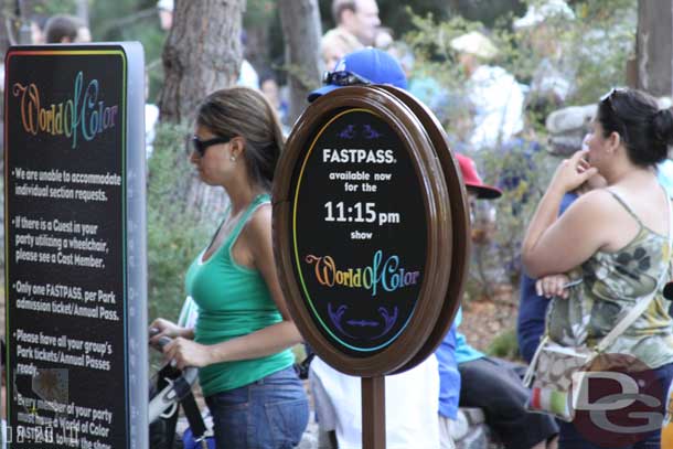 Still giving out Fastpasses for World of Color