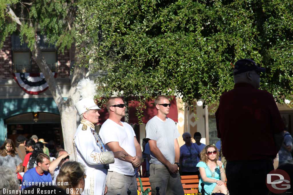 No platform for the band director during the Flag Retreat.